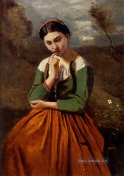  Jean Malerei - Corot La Meditation plein air Romantik Jean Baptiste Camille Corot